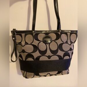Coach Signature Black and Gray Tote Bag